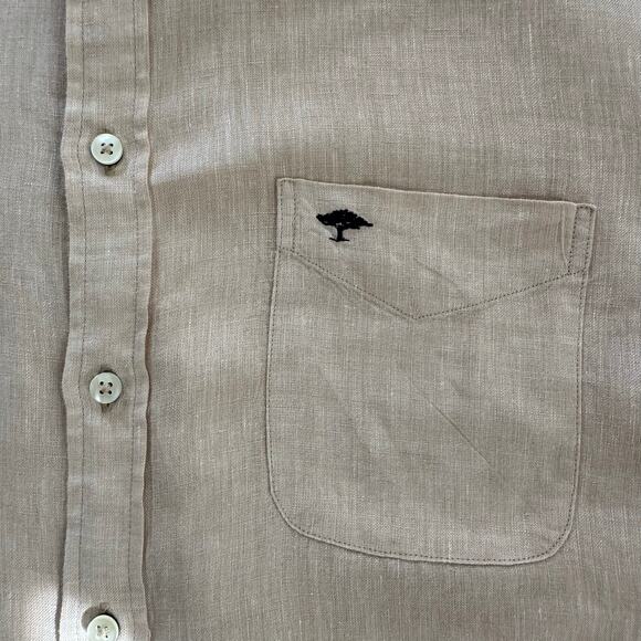 Fynch-Hatton Men's Short Sleeve Button Down 100% Linen Beige Shirt Size US XL - Picture 8 of 8